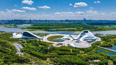 航拍哈尔滨大剧院