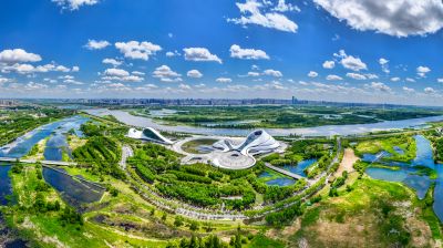 航拍哈尔滨大剧院