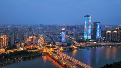 航拍公路大桥夜景
