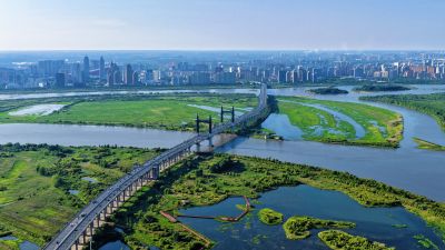 航拍群力外滩湿地