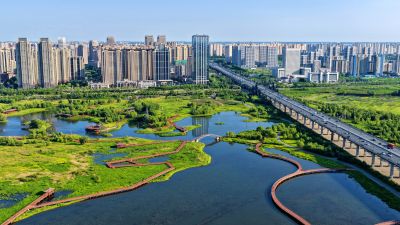 航拍群力外滩湿地