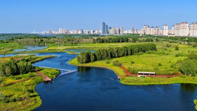 航拍群力外滩湿地